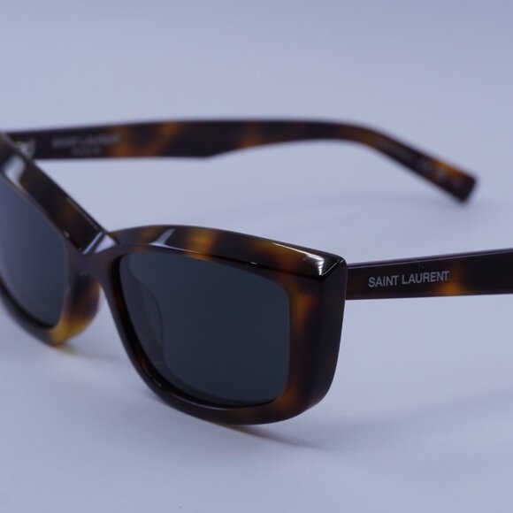 Saint Laurent SL658 002 Sunglasses Havana Cat Eye Frame, Black Lenses - Picture 8 of 12
